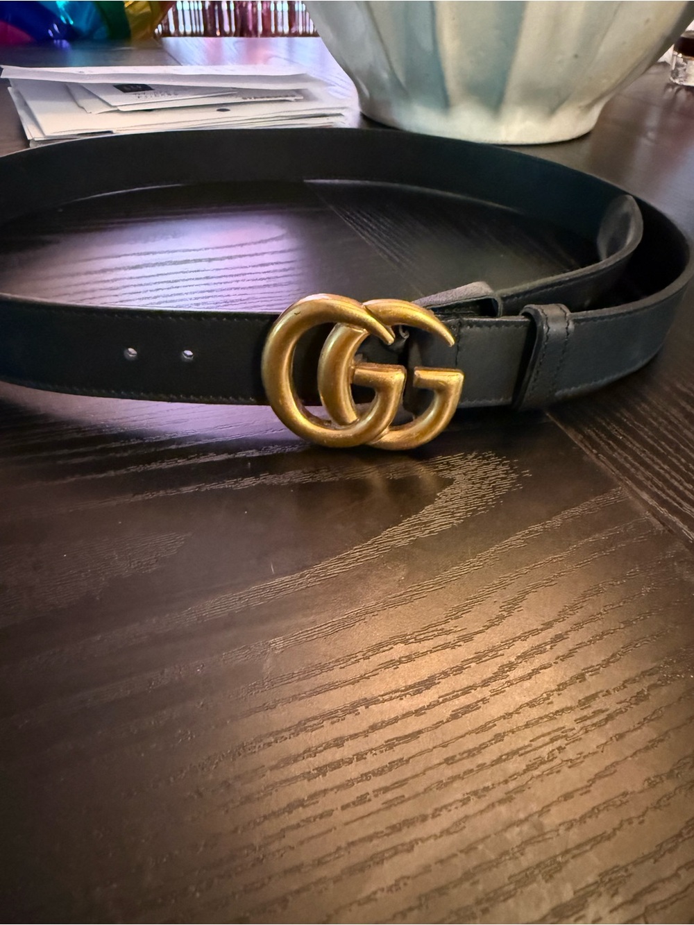 Authentic Gucci Black Leather Marmont Belt